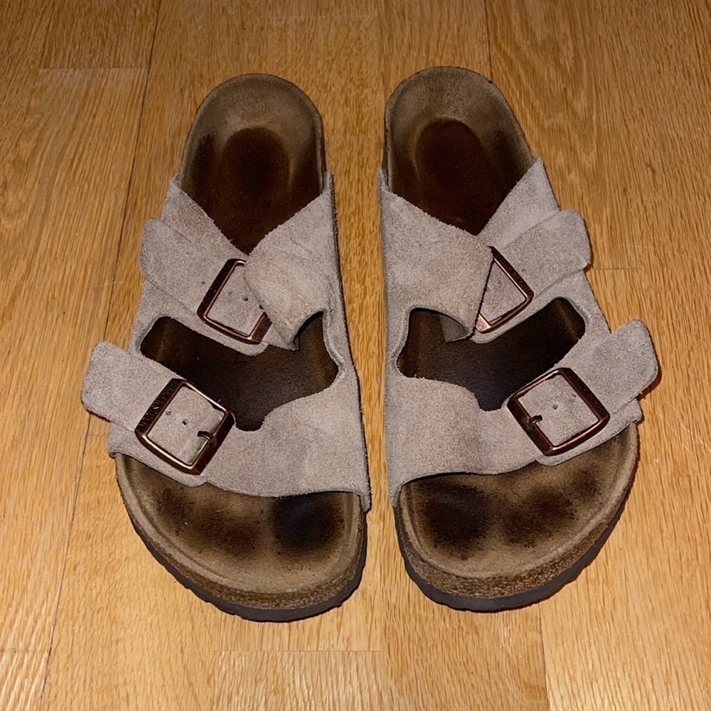 Birkenstock Arizona Taupe Suede Leather Sandal - EU 42/US M 9-9.5/US W 11/11.5